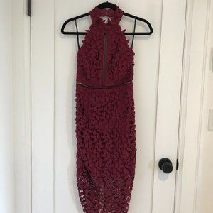 Bardot Gemma Halter Lace Sheath Dress in Wine - Size 4/XS - NWOT